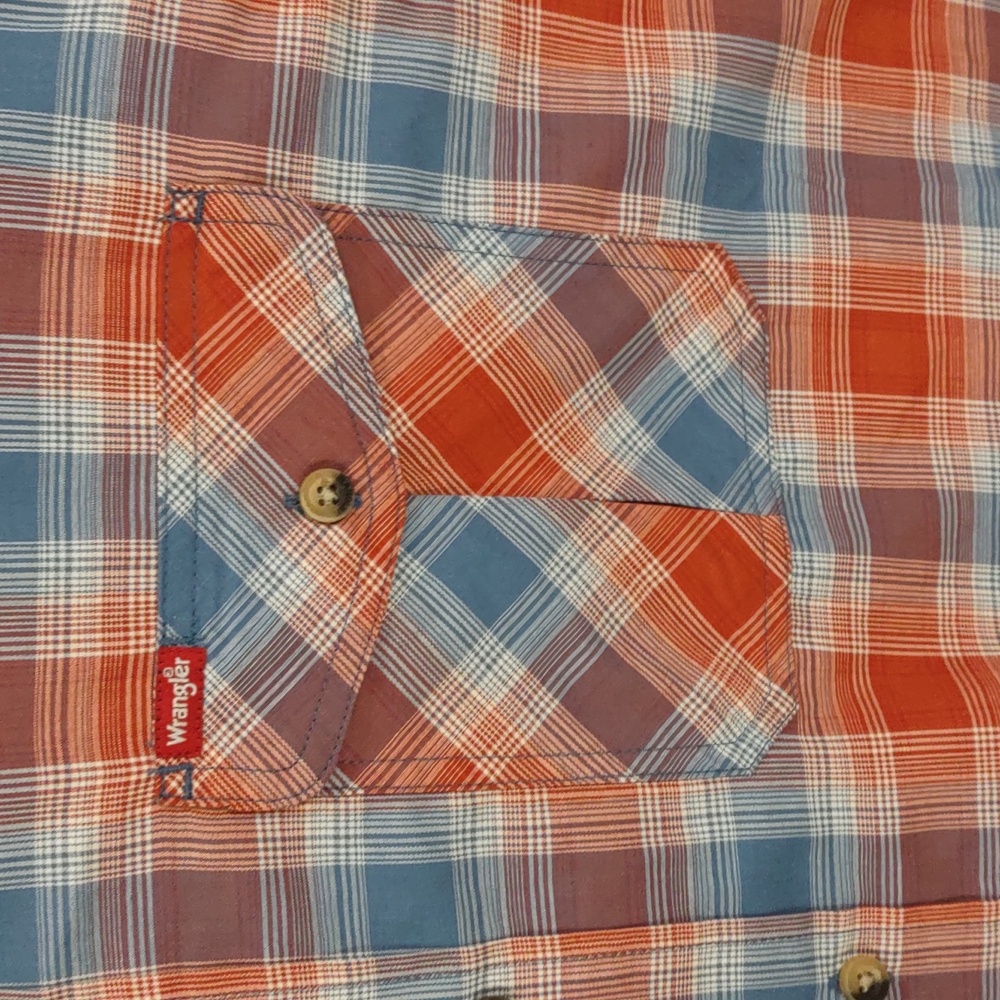 Wrangler, Size 2XL Vibrant Brown and Blue Checkered Shirt - Picture 6 of 17